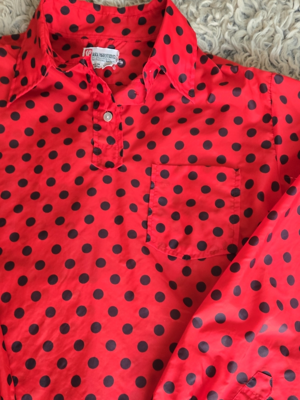 Vintage Saska Parrott Handmade Red And Black Polka Dot Long Sleeve Blouse - Picture 2 of 8